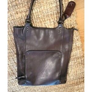 Premium Leather Laptop Bucket Travel Professional Tote Bag Case Espresso Brown